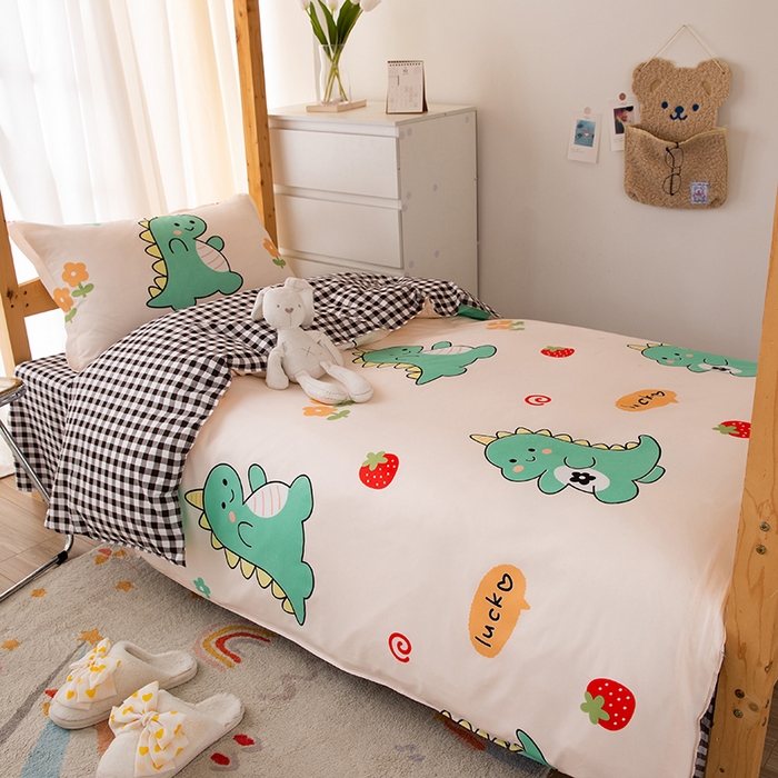 91家纺网 家纺一手货源 找家纺 友承家纺 【拎包入住】2026新款大学生宿舍床单人三件套床上用品被褥全套一整套被套被子四件套六 小恐龙