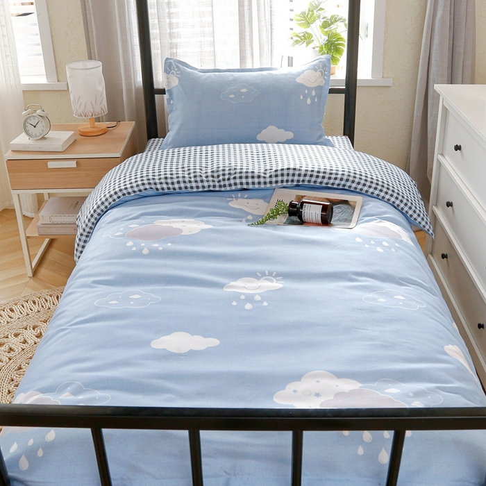 91家纺网 家纺一手货源 找家纺 友承家纺 【拎包入住】2026新款大学生宿舍床单人三件套床上用品被褥全套一整套被套被子四件套六 云朵