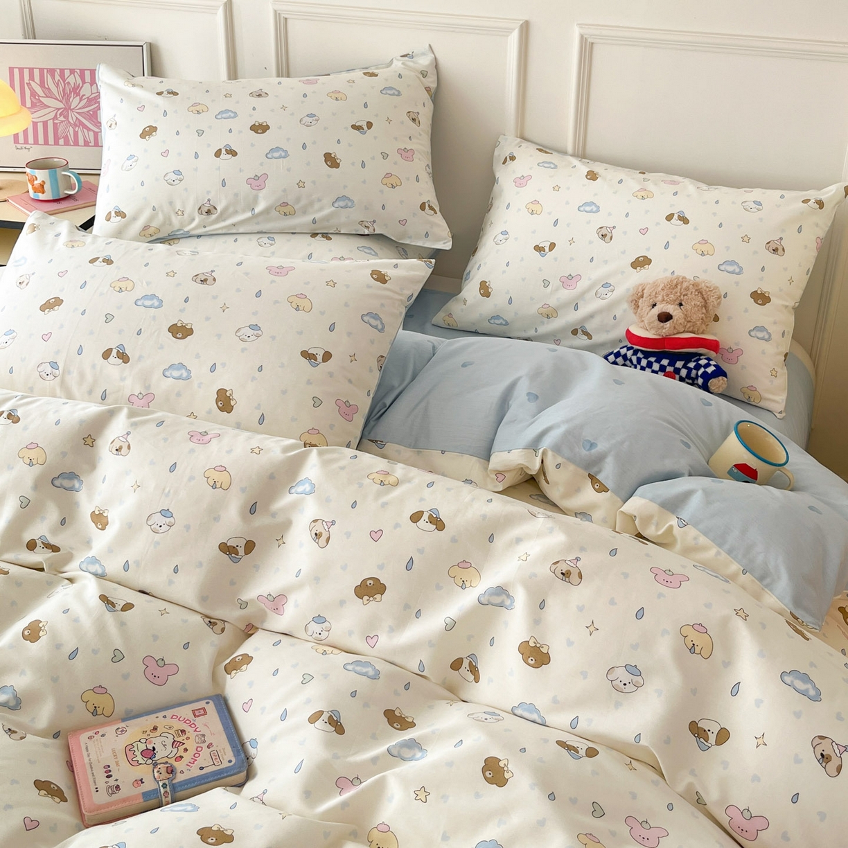 91家纺网 家纺一手货源 找家纺 西引力 2026新款40支全棉斜纹印花单枕套 鼻涕狗