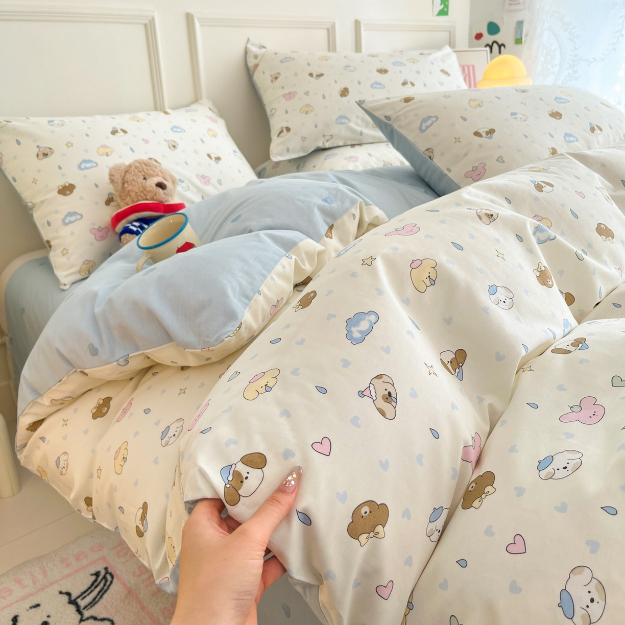 91家纺网 家纺一手货源 找家纺 西引力 2026新款40支全棉斜纹印花单枕套 鼻涕狗