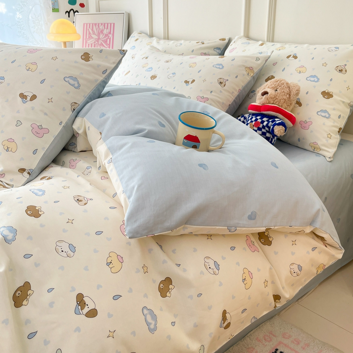 91家纺网 家纺一手货源 找家纺 西引力 2026新款40支全棉斜纹印花单枕套 鼻涕狗