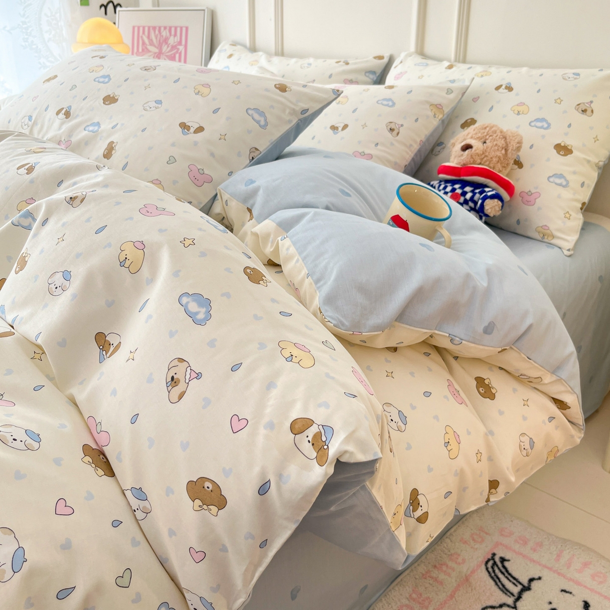 91家纺网 家纺一手货源 找家纺 西引力 2026新款40支全棉斜纹印花单枕套 鼻涕狗