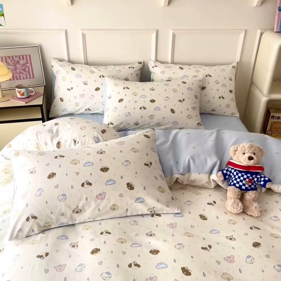 91家纺网 家纺一手货源 找家纺 西引力 2026新款40支全棉斜纹印花单枕套 鼻涕狗