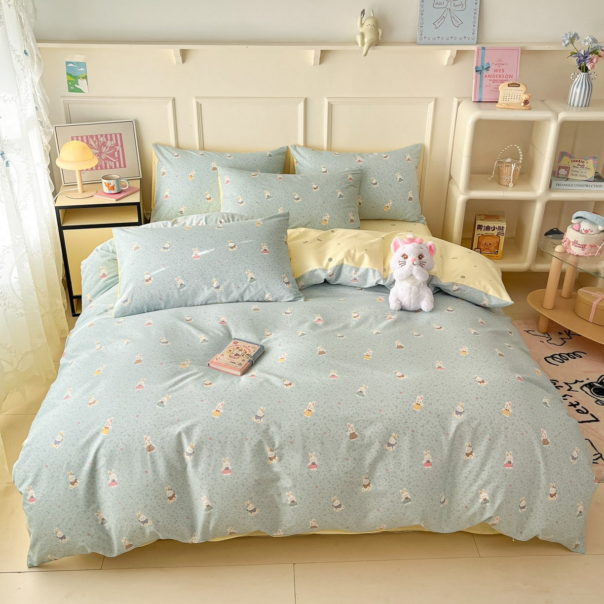 91家纺网 家纺一手货源 找家纺 西引力 2026新款40支全棉斜纹印花单枕套 告白兔