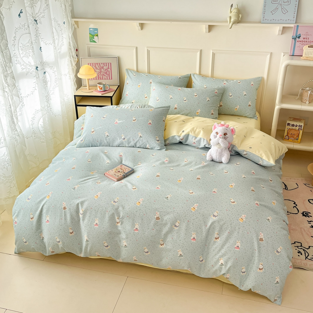 91家纺网 家纺一手货源 找家纺 西引力 2026新款40支全棉斜纹印花单枕套 告白兔