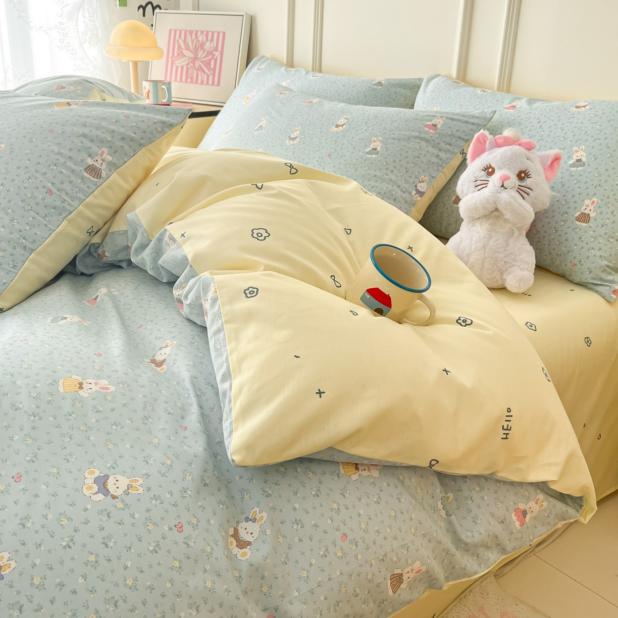 91家纺网 家纺一手货源 找家纺 西引力 2026新款40支全棉斜纹印花单枕套 告白兔