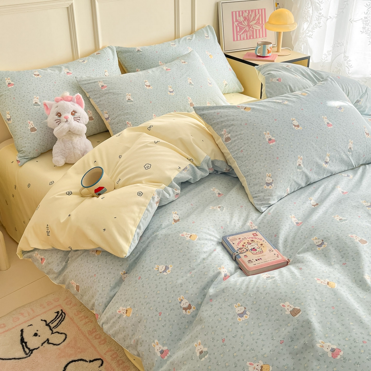 91家纺网 家纺一手货源 找家纺 西引力 2026新款40支全棉斜纹印花单枕套 告白兔