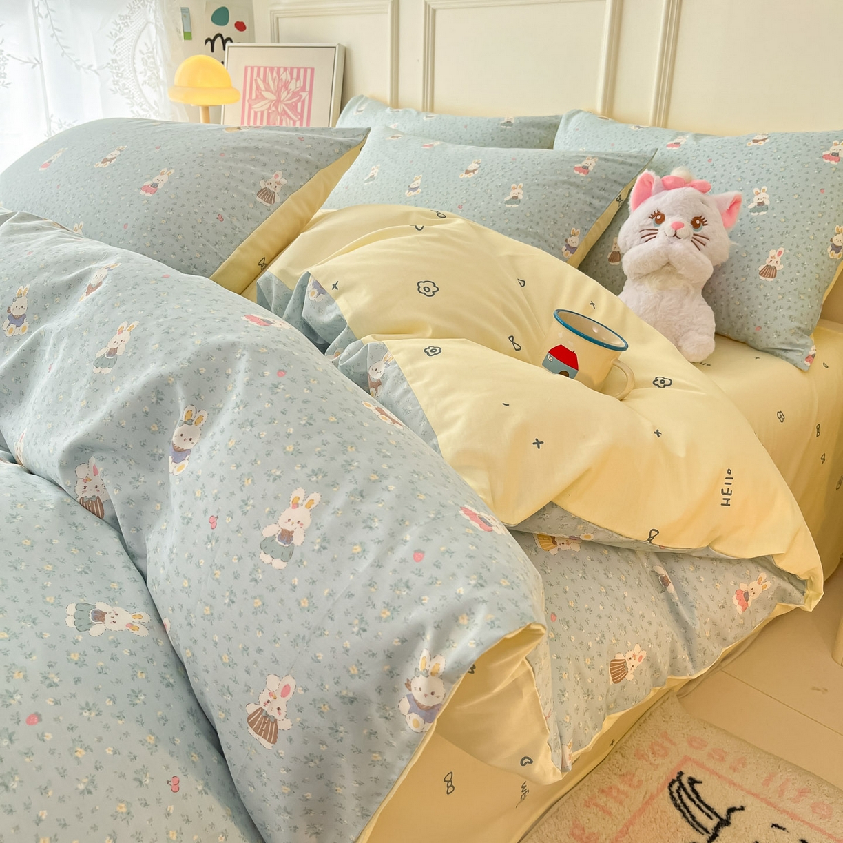 91家纺网 家纺一手货源 找家纺 西引力 2026新款40支全棉斜纹印花单枕套 告白兔