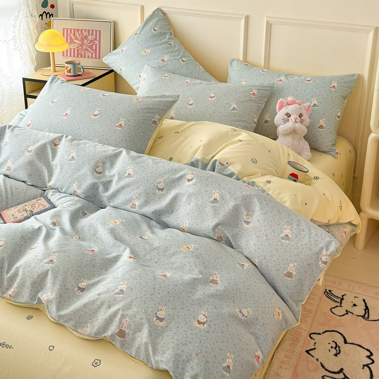 91家纺网 家纺一手货源 找家纺 西引力 2026新款40支全棉斜纹印花单枕套 告白兔