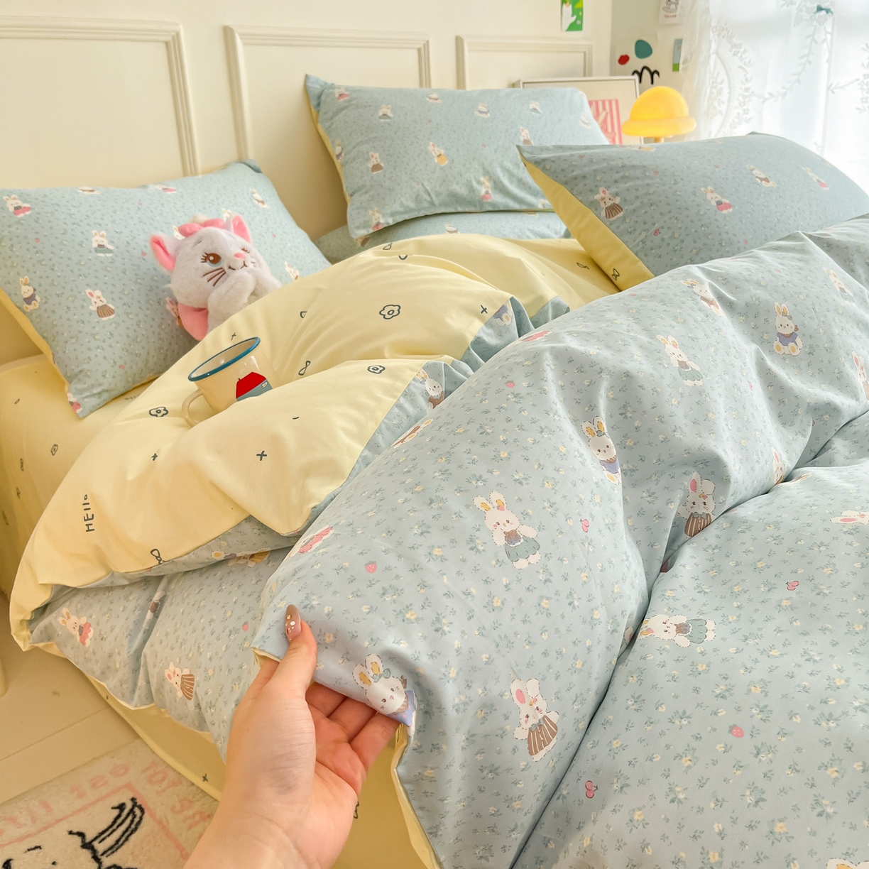 91家纺网 家纺一手货源 找家纺 西引力 2026新款40支全棉斜纹印花单枕套 告白兔