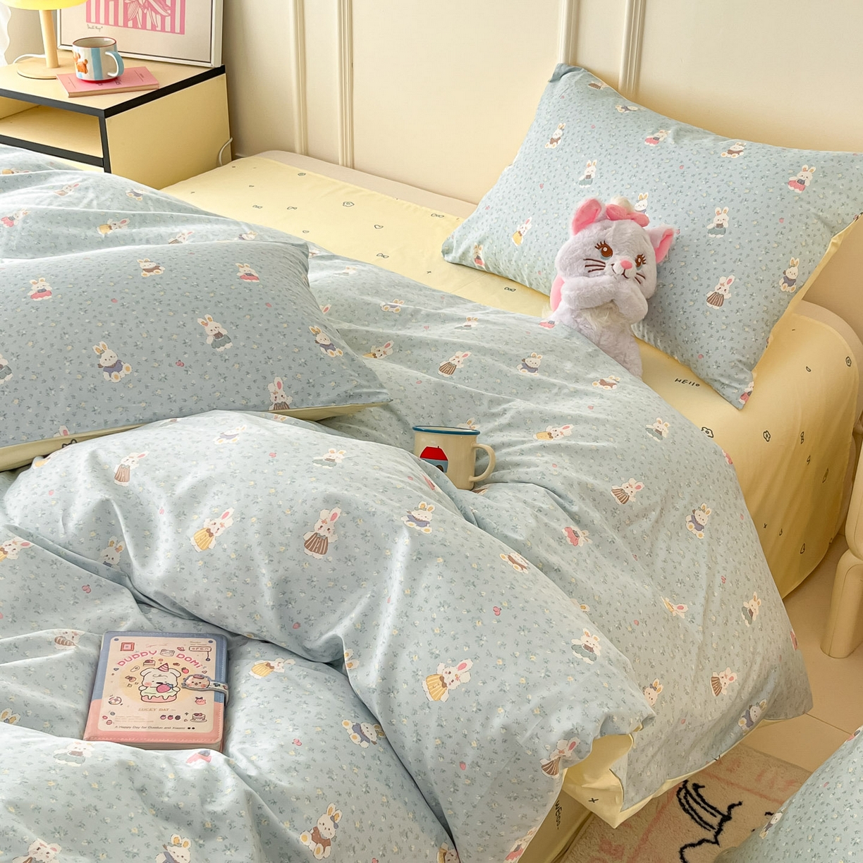 91家纺网 家纺一手货源 找家纺 西引力 2026新款40支全棉斜纹印花单枕套 告白兔