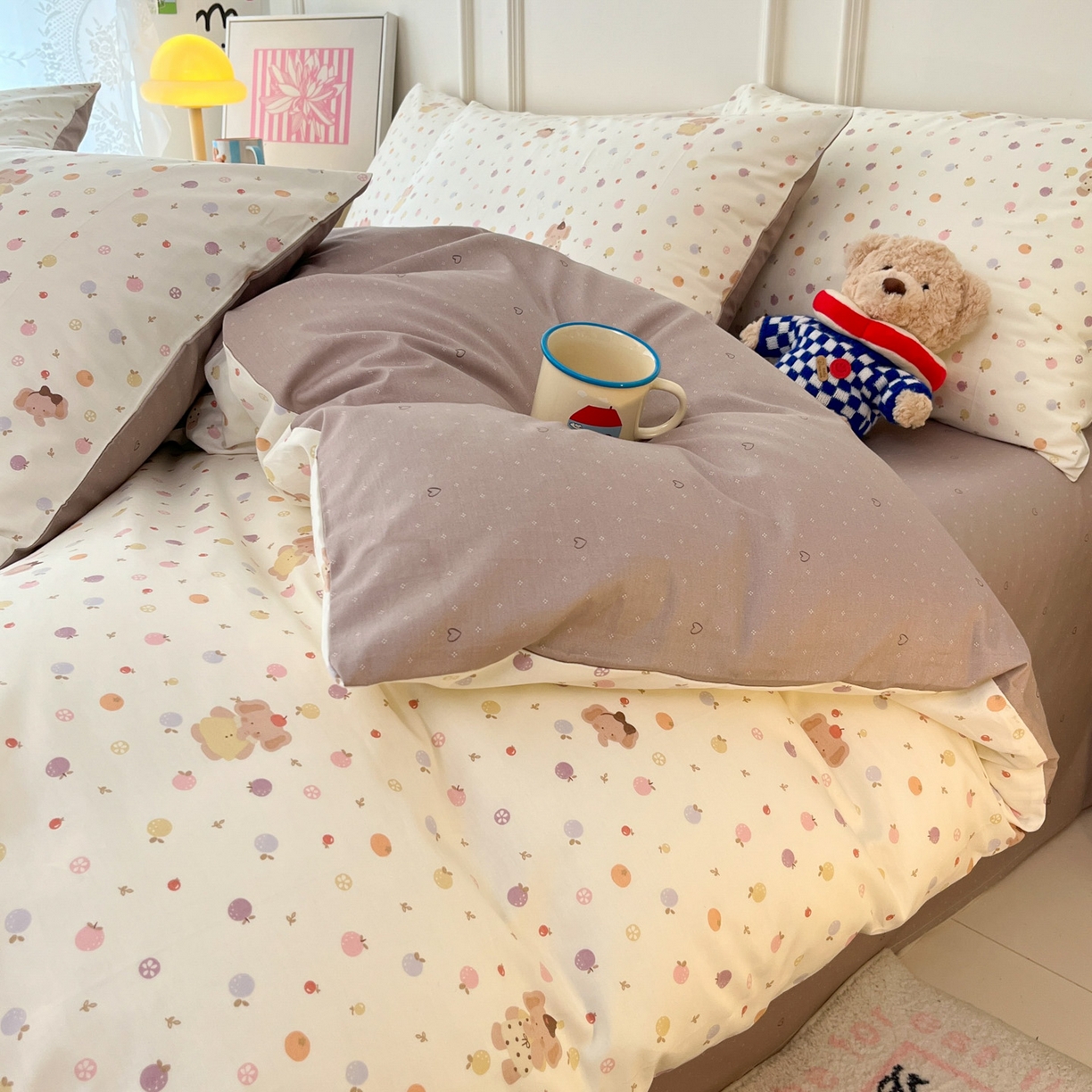 91家纺网 家纺一手货源 找家纺 西引力 2026新款40支全棉斜纹印花单枕套 果子象