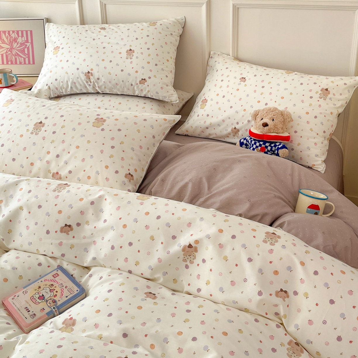 91家纺网 家纺一手货源 找家纺 西引力 2026新款40支全棉斜纹印花单枕套 果子象