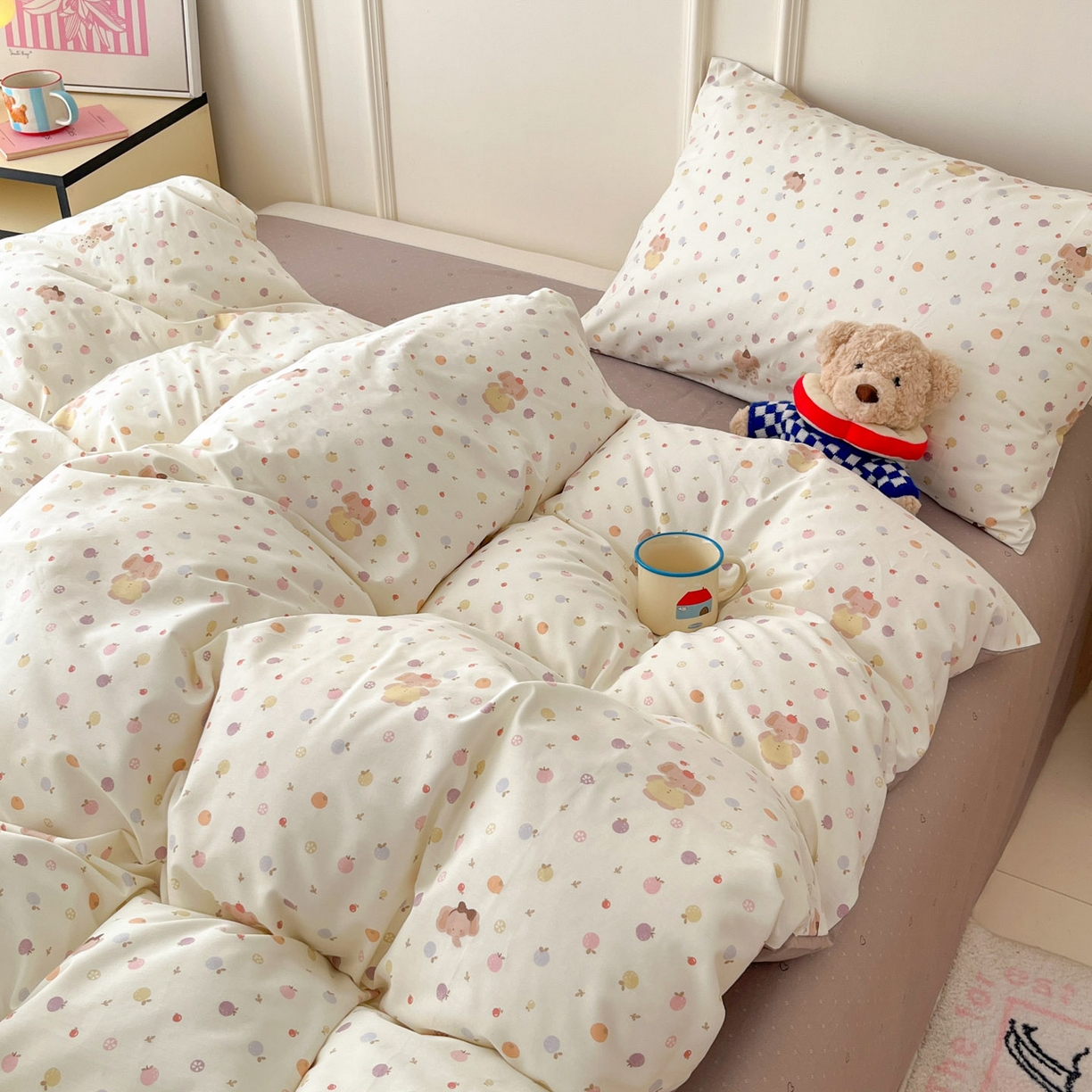 91家纺网 家纺一手货源 找家纺 西引力 2026新款40支全棉斜纹印花单枕套 果子象