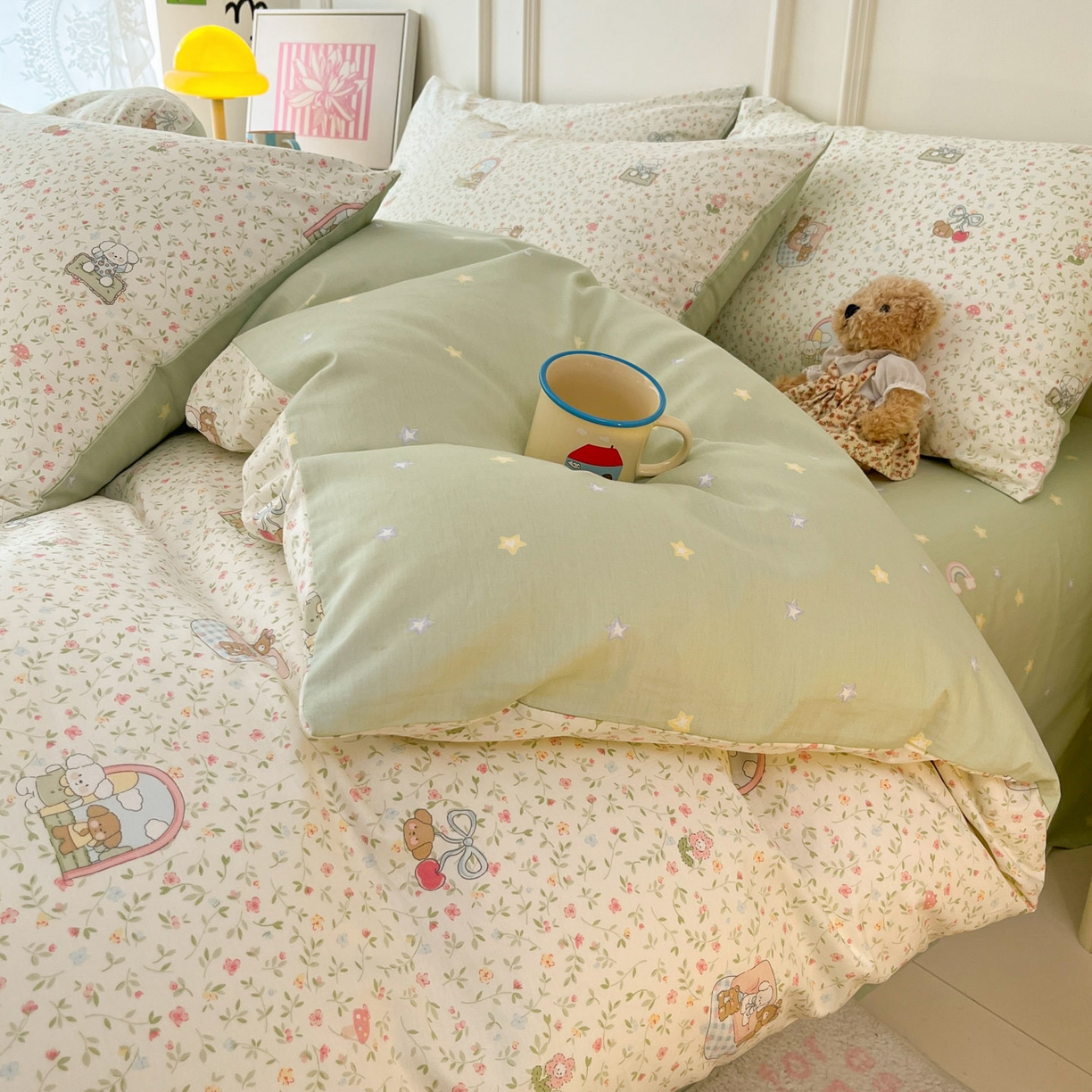 91家纺网 家纺一手货源 找家纺 西引力 2026新款40支全棉斜纹印花单枕套 快乐伙伴