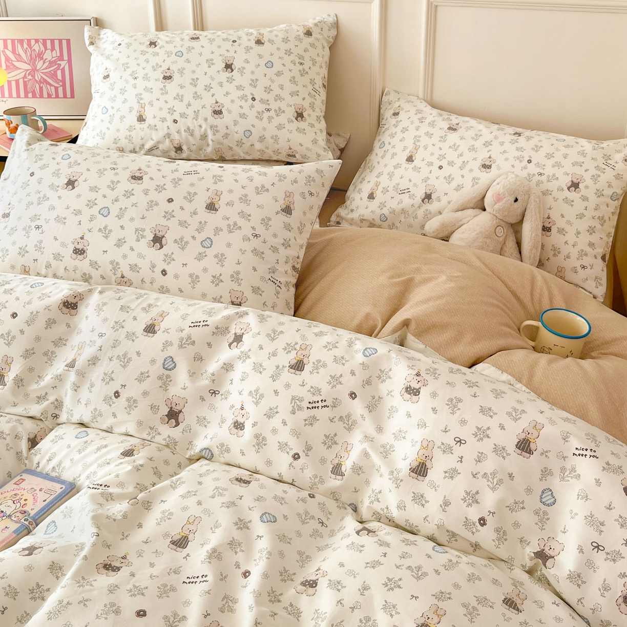 91家纺网 家纺一手货源 找家纺 西引力 2026新款40支全棉斜纹印花单枕套 栗子狗