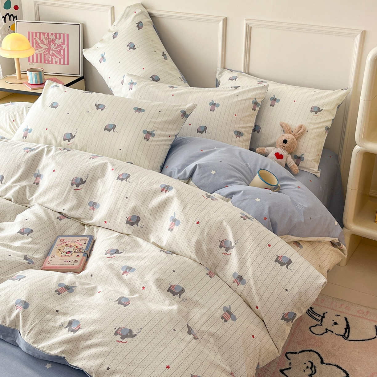 91家纺网 家纺一手货源 找家纺 西引力 2026新款40支全棉斜纹印花单枕套 跳跳象