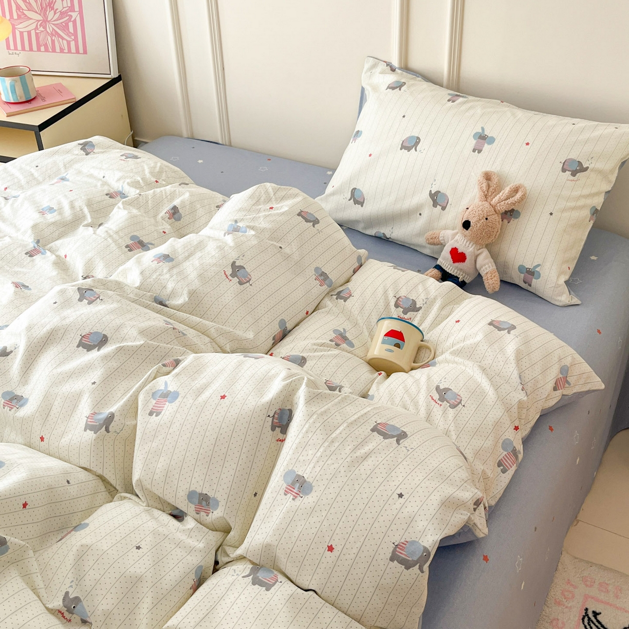 91家纺网 家纺一手货源 找家纺 西引力 2026新款40支全棉斜纹印花单枕套 跳跳象