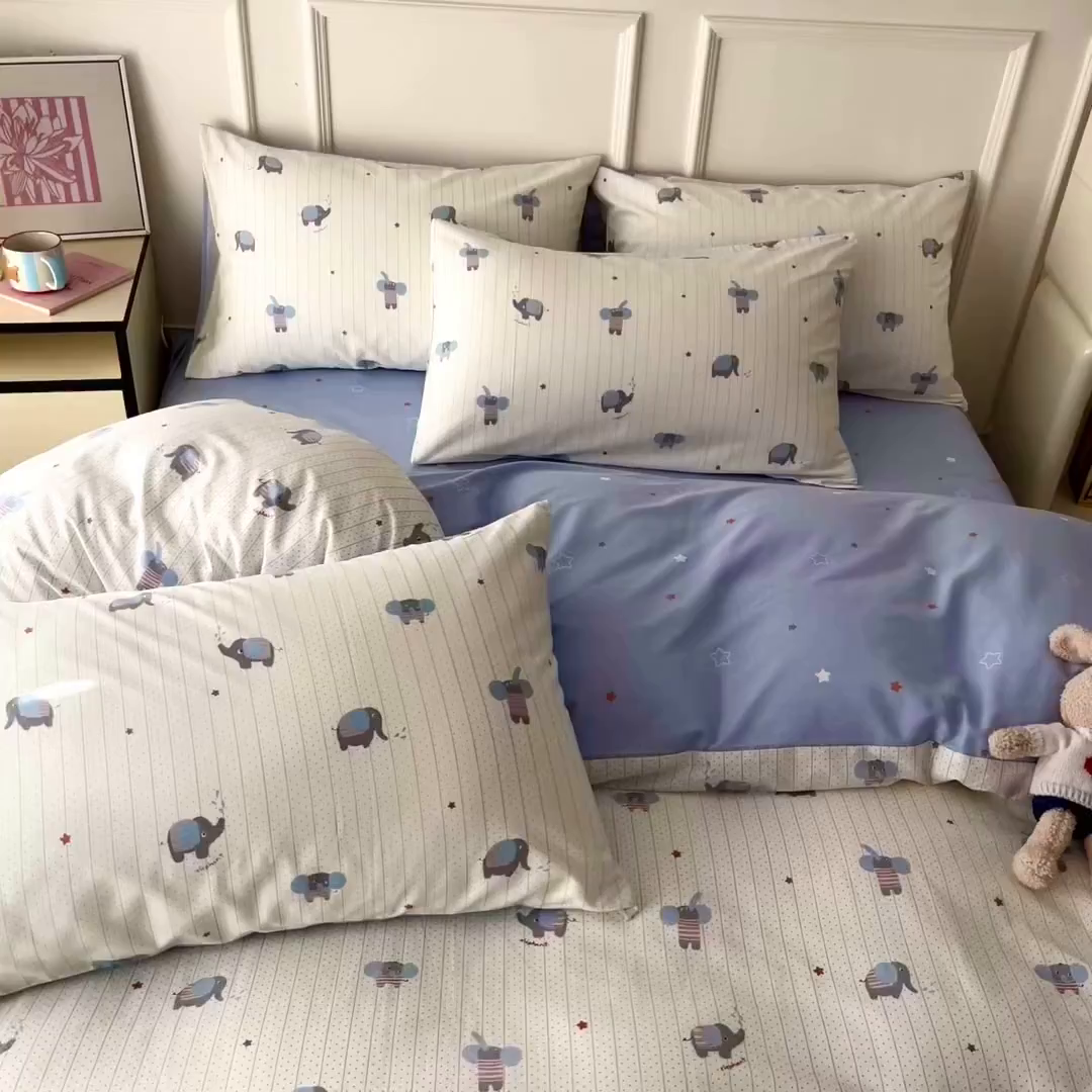 91家纺网 家纺一手货源 找家纺 西引力 2026新款40支全棉斜纹印花单枕套 跳跳象