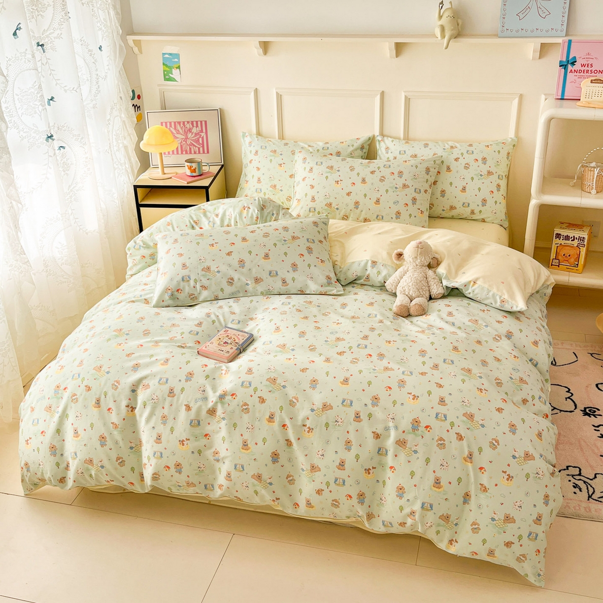 91家纺网 家纺一手货源 找家纺 西引力 2026新款40支全棉斜纹印花单枕套 童趣小狗