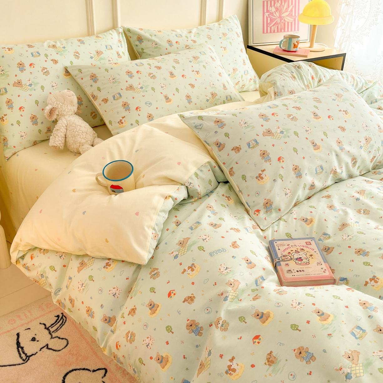 91家纺网 家纺一手货源 找家纺 西引力 2026新款40支全棉斜纹印花单枕套 童趣小狗