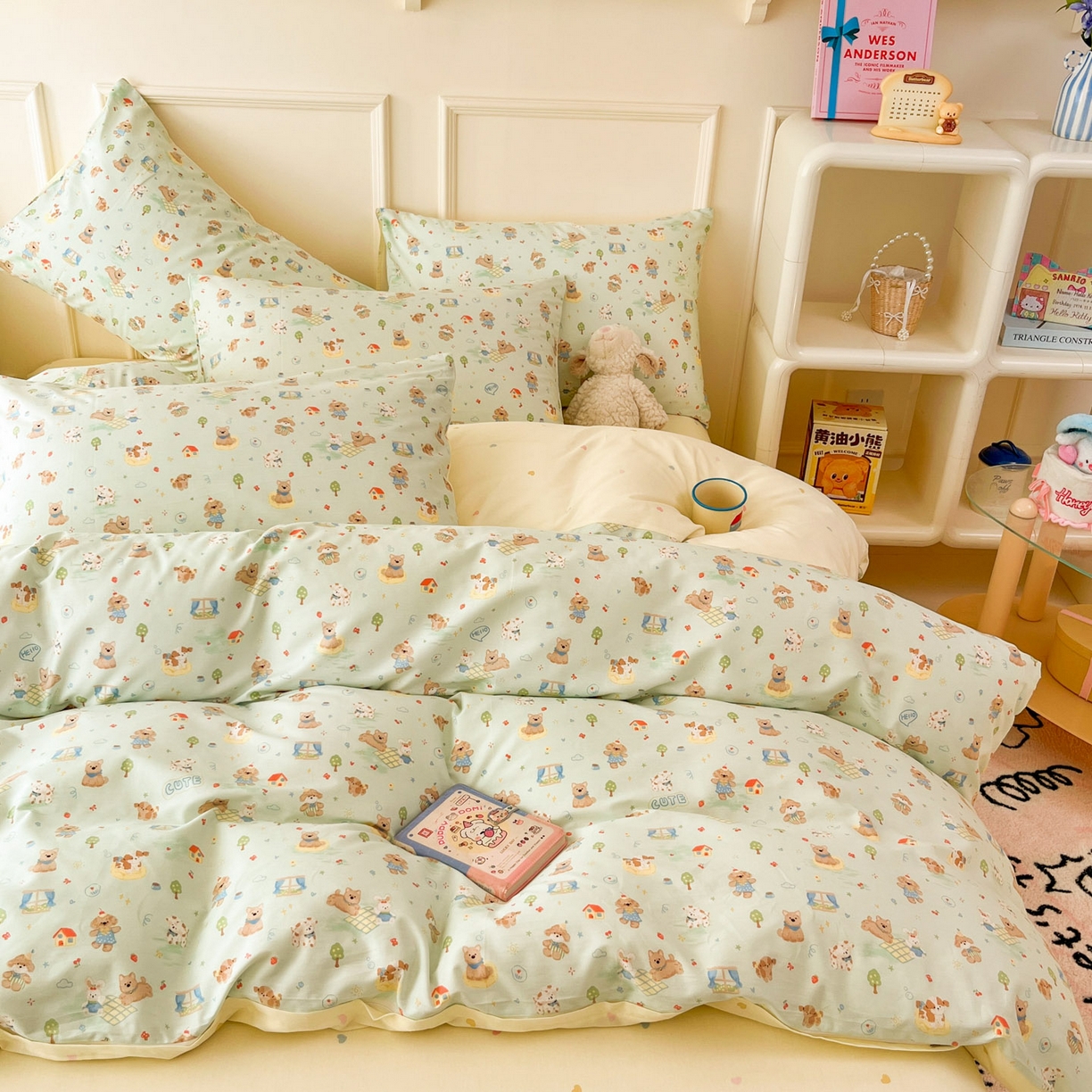 91家纺网 家纺一手货源 找家纺 西引力 2026新款40支全棉斜纹印花单枕套 童趣小狗