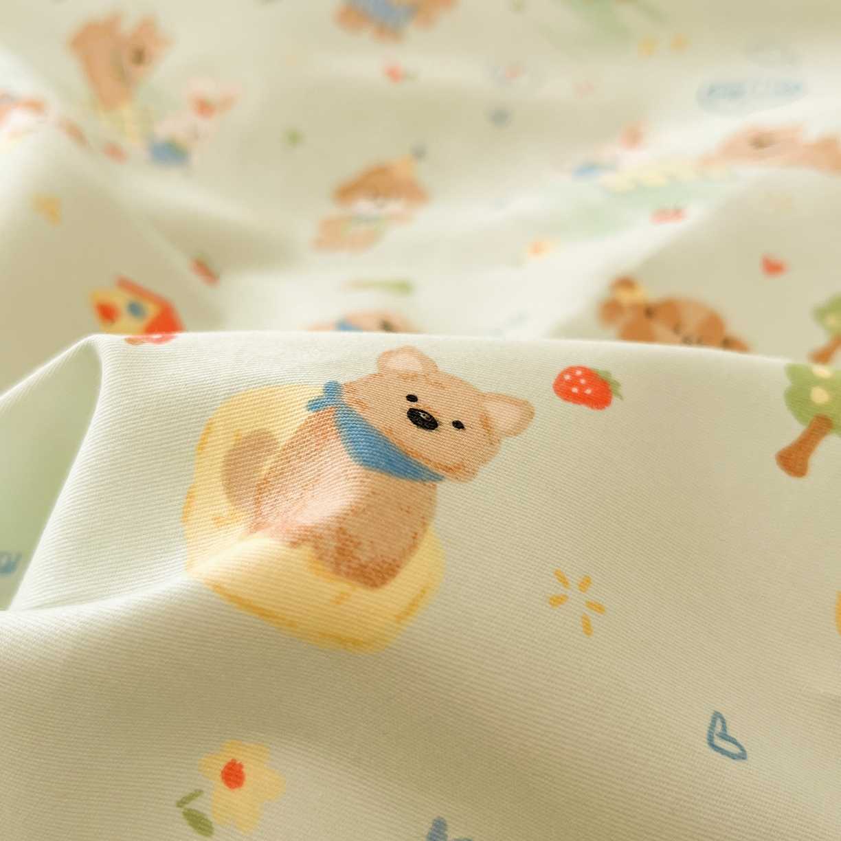 91家纺网 家纺一手货源 找家纺 西引力 2026新款40支全棉斜纹印花单枕套 童趣小狗