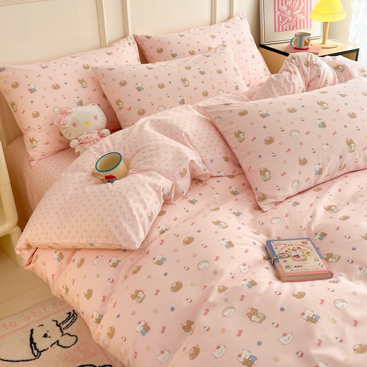 91家纺网 家纺一手货源 找家纺 西引力 2026新款40支全棉斜纹印花单枕套 小花猫