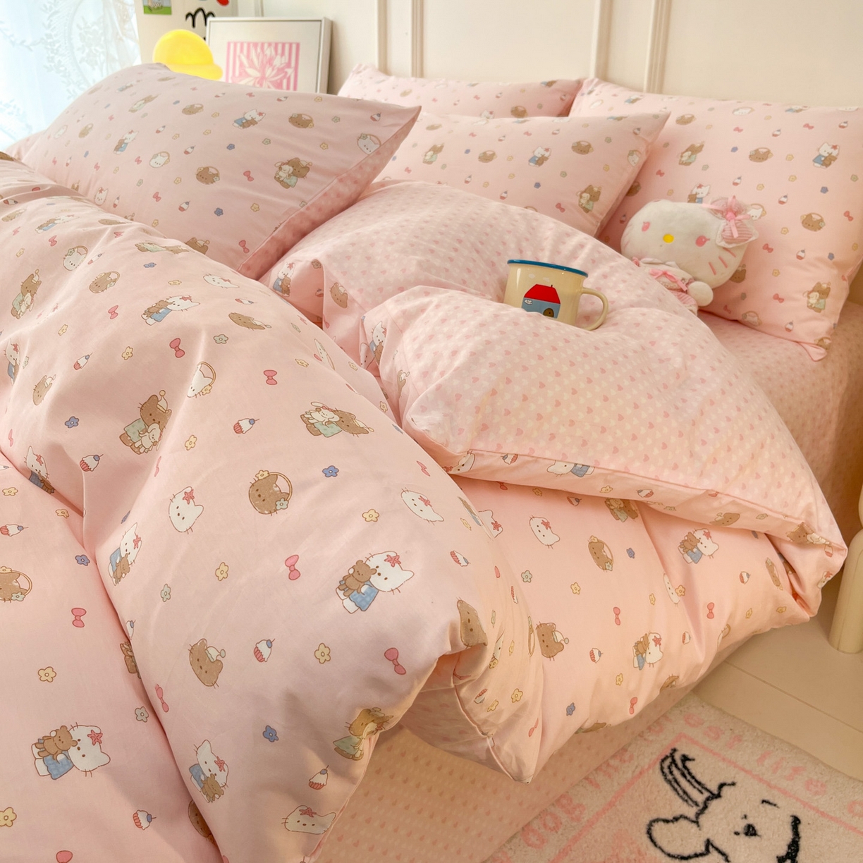 91家纺网 家纺一手货源 找家纺 西引力 2026新款40支全棉斜纹印花单枕套 小花猫