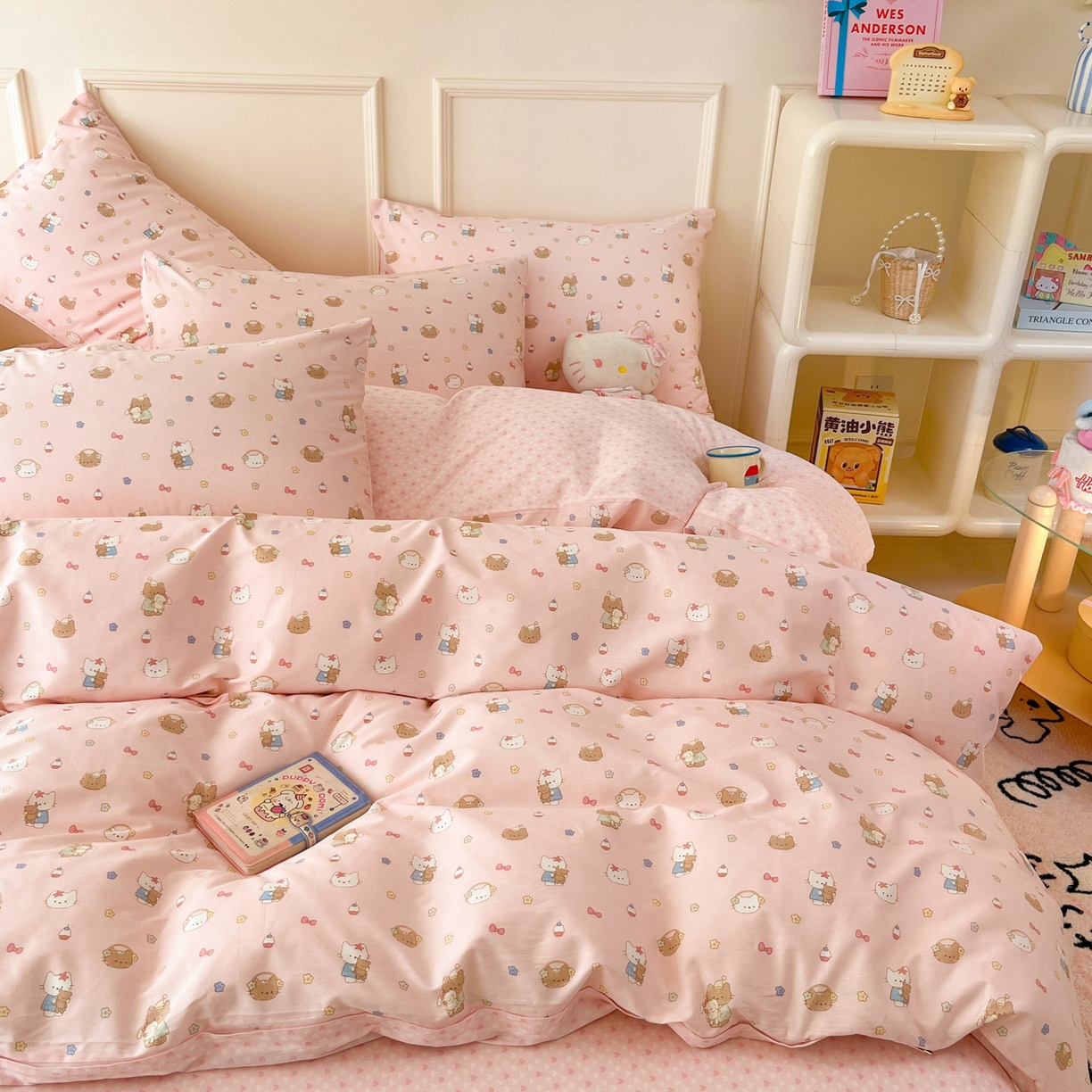 91家纺网 家纺一手货源 找家纺 西引力 2026新款40支全棉斜纹印花单枕套 小花猫