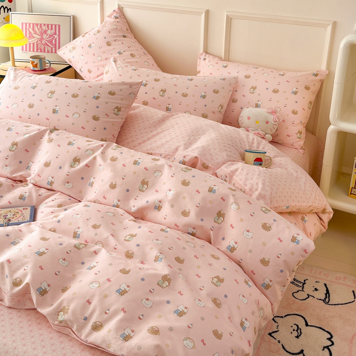 91家纺网 家纺一手货源 找家纺 西引力 2026新款40支全棉斜纹印花单枕套 小花猫