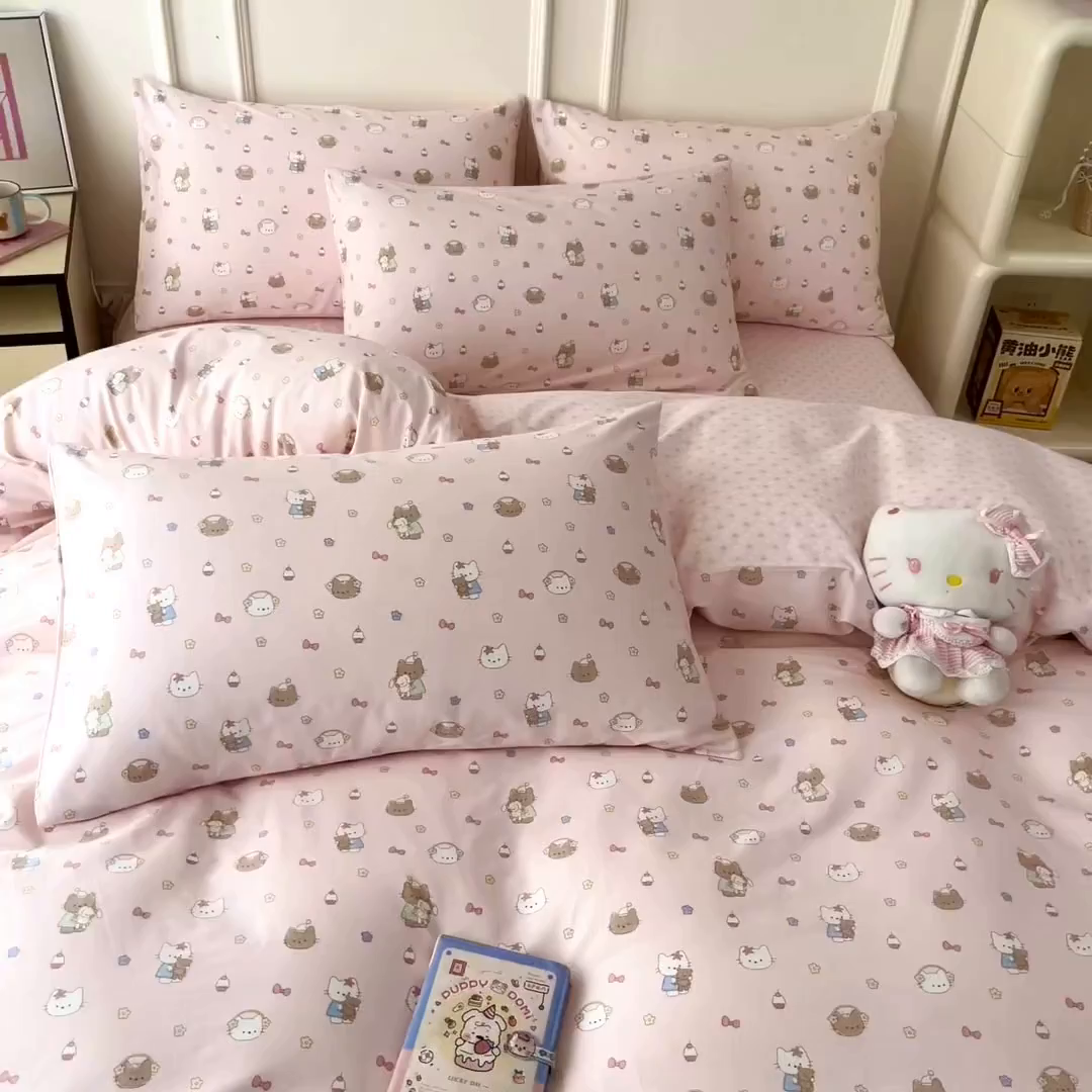 91家纺网 家纺一手货源 找家纺 西引力 2026新款40支全棉斜纹印花单枕套 小花猫