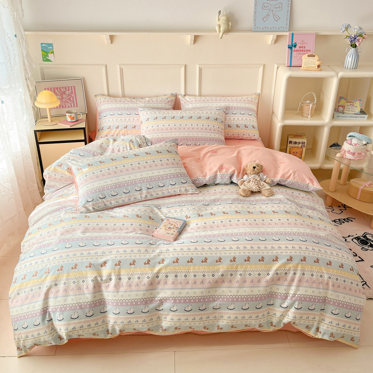 91家纺网 家纺一手货源 找家纺 西引力 2026新款40支全棉斜纹印花单枕套 小木马