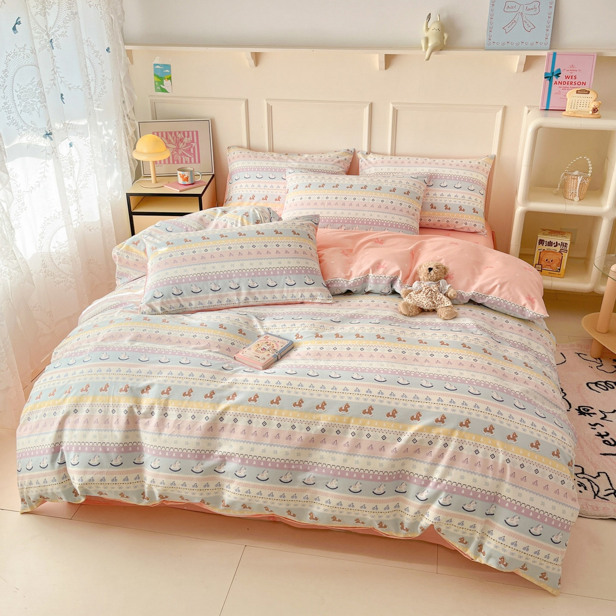 91家纺网 家纺一手货源 找家纺 西引力 2026新款40支全棉斜纹印花单枕套 小木马