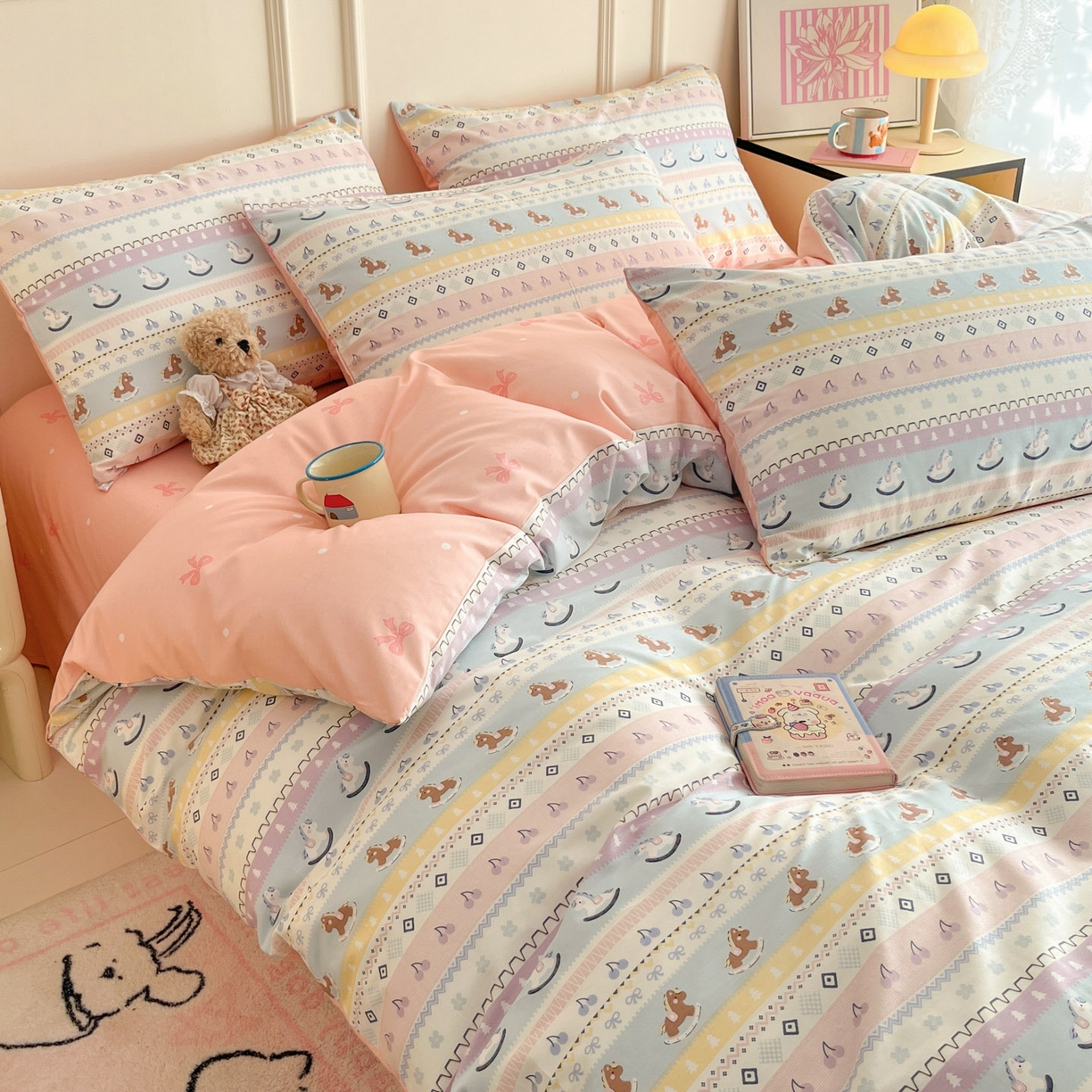 91家纺网 家纺一手货源 找家纺 西引力 2026新款40支全棉斜纹印花单枕套 小木马