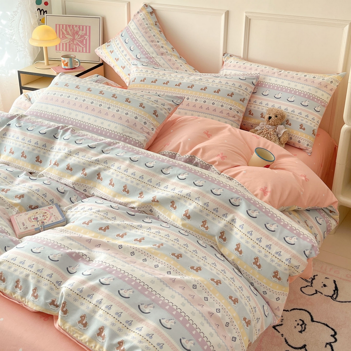 91家纺网 家纺一手货源 找家纺 西引力 2026新款40支全棉斜纹印花单枕套 小木马