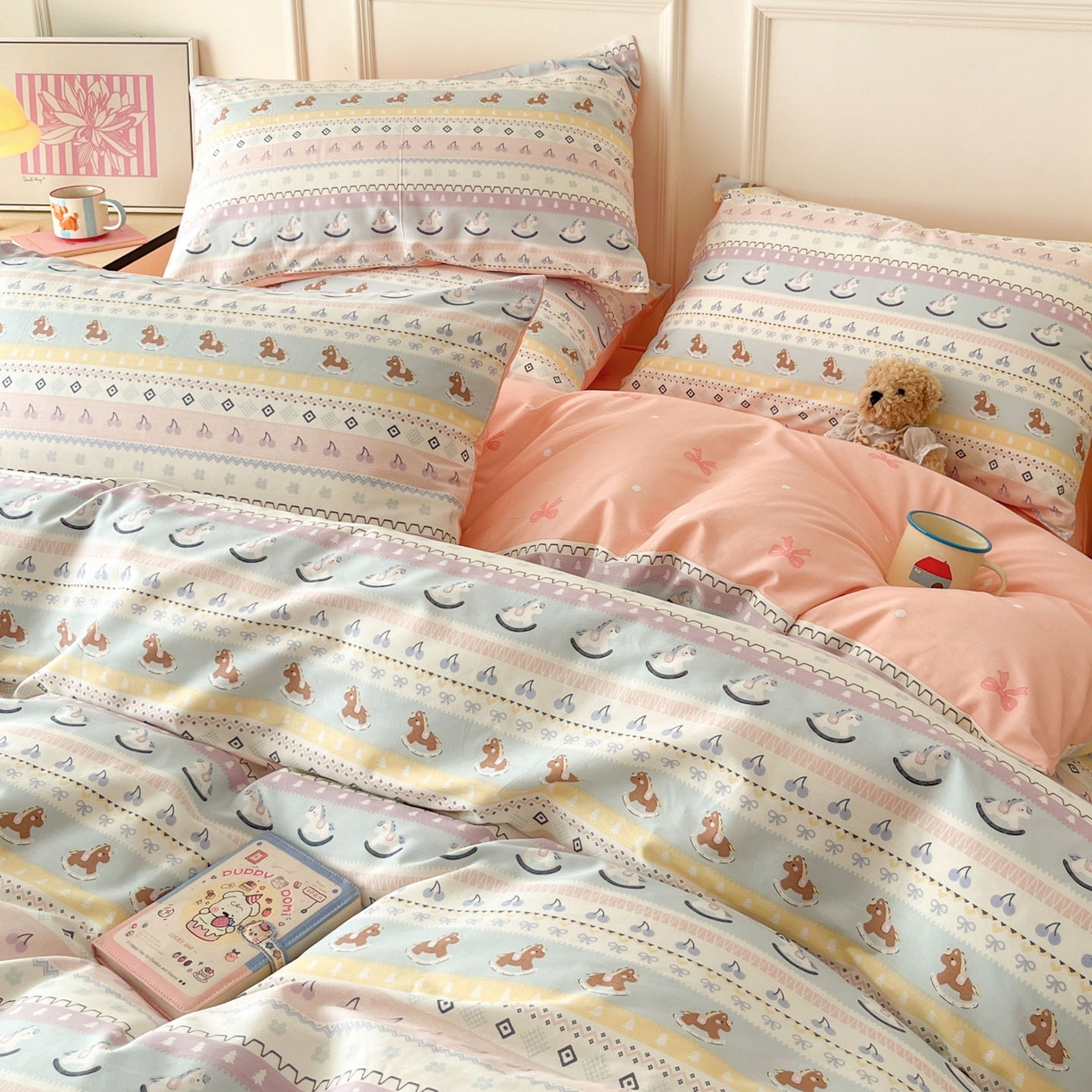 91家纺网 家纺一手货源 找家纺 西引力 2026新款40支全棉斜纹印花单枕套 小木马