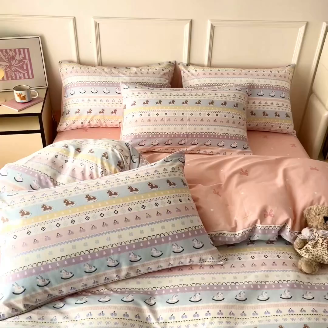 91家纺网 家纺一手货源 找家纺 西引力 2026新款40支全棉斜纹印花单枕套 小木马