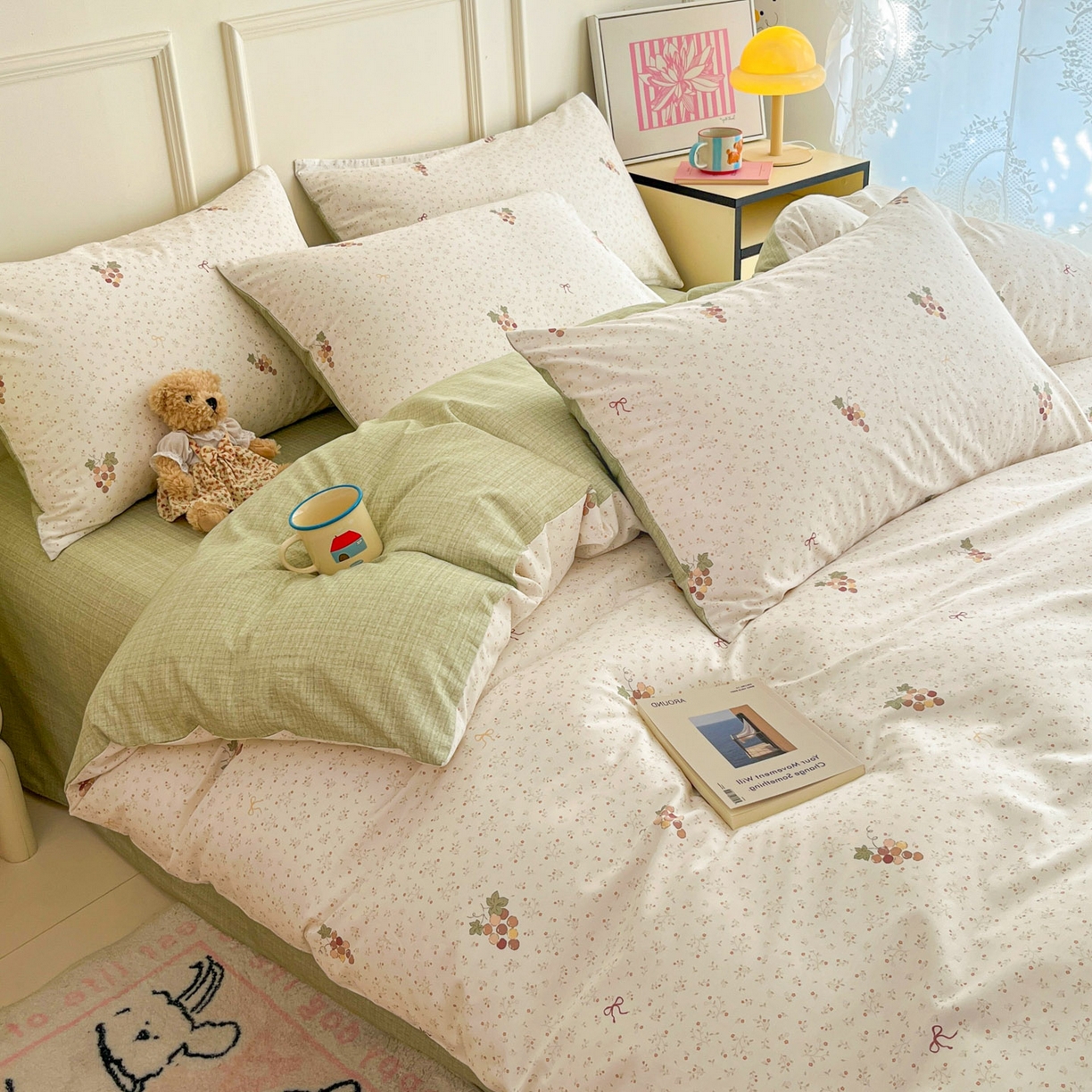 91家纺网 家纺一手货源 找家纺 西引力 2026新款40支全棉斜纹印花单枕套 小葡萄