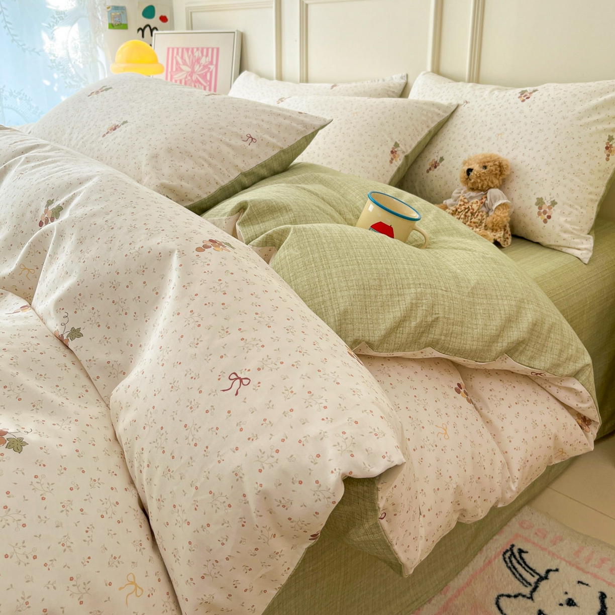 91家纺网 家纺一手货源 找家纺 西引力 2026新款40支全棉斜纹印花单枕套 小葡萄