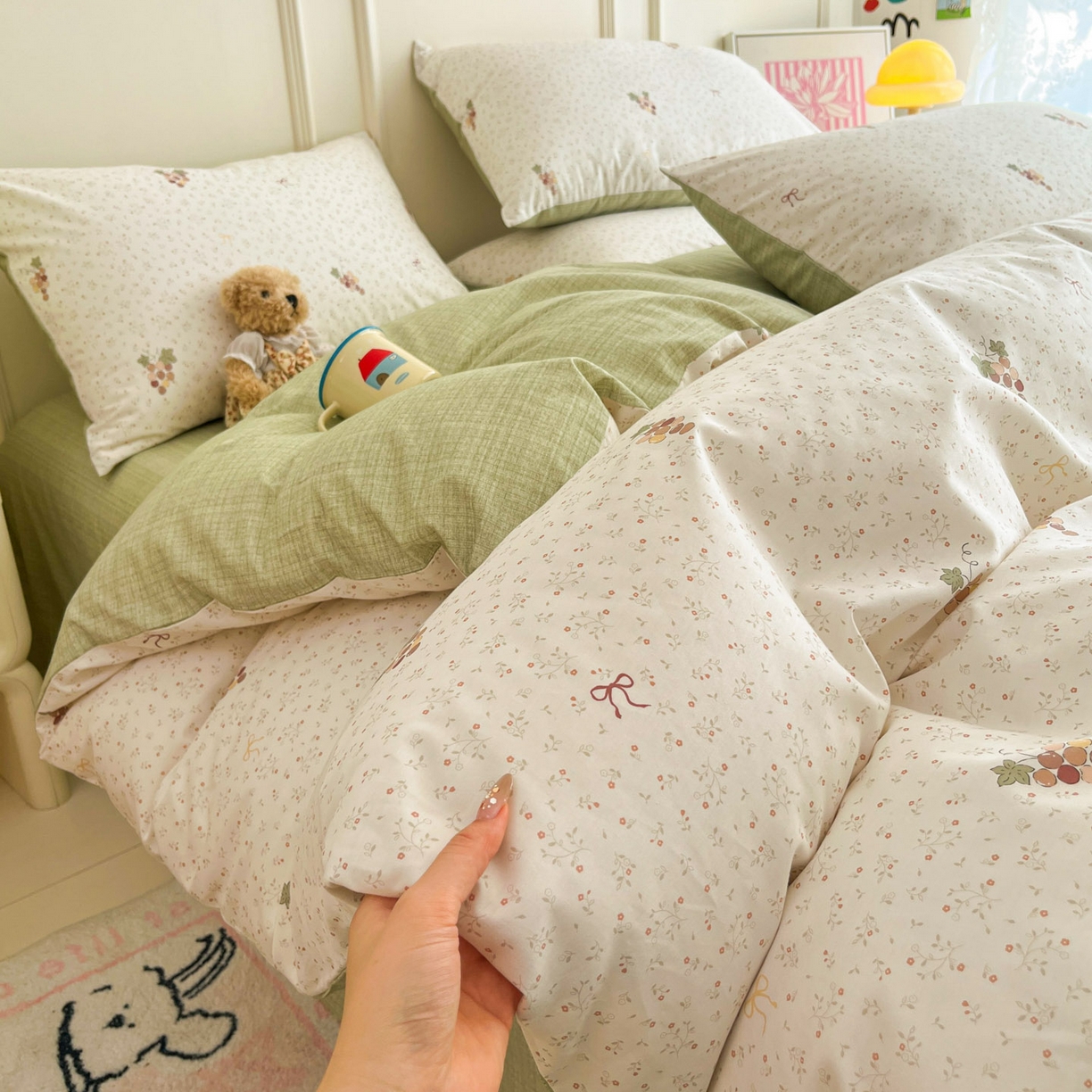 91家纺网 家纺一手货源 找家纺 西引力 2026新款40支全棉斜纹印花单枕套 小葡萄