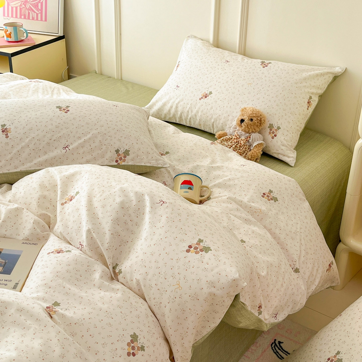 91家纺网 家纺一手货源 找家纺 西引力 2026新款40支全棉斜纹印花单枕套 小葡萄