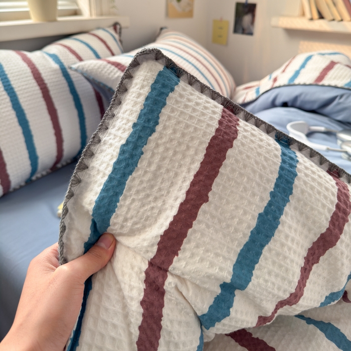 91家纺网 家纺一手货源 找家纺 典曼家纺 2026新款A类全棉华夫格提花贝壳边四件套 光遇