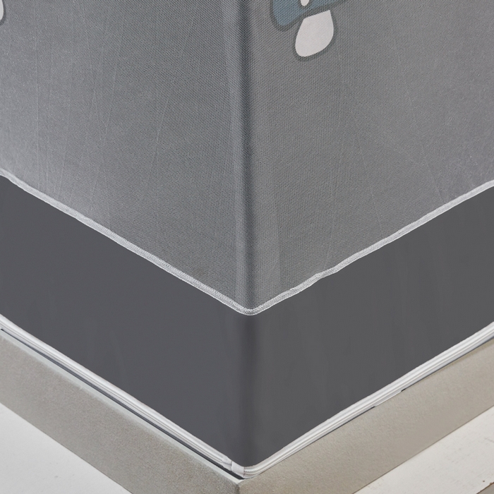 91家纺网 家纺一手货源 找家纺 千逸虹 2026新款卡通加密加大全底坐床遮光防摔回底蚊帐 蘑菇灰-回底