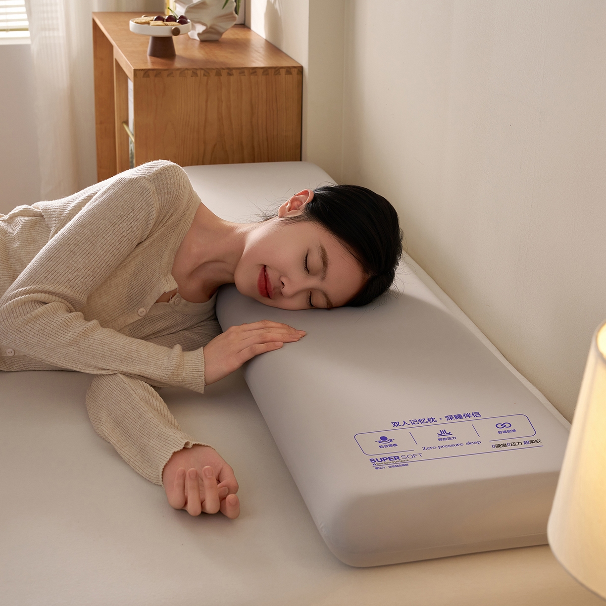 91家纺网 家纺一手货源 找家纺 乐可 2026新款深睡伴侣双人记忆枕枕头枕芯 深睡伴侣双人枕-灰 35x120cm