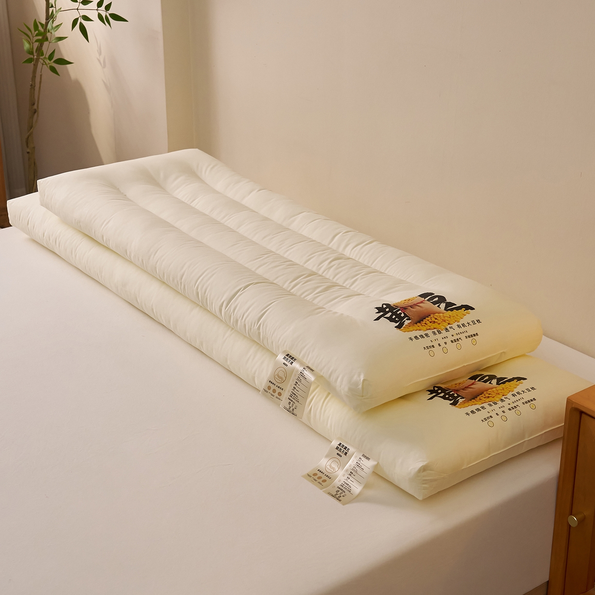 乐可 2026新款大豆长枕黄豆双人枕枕头枕芯 黄豆双人长枕-1.5m