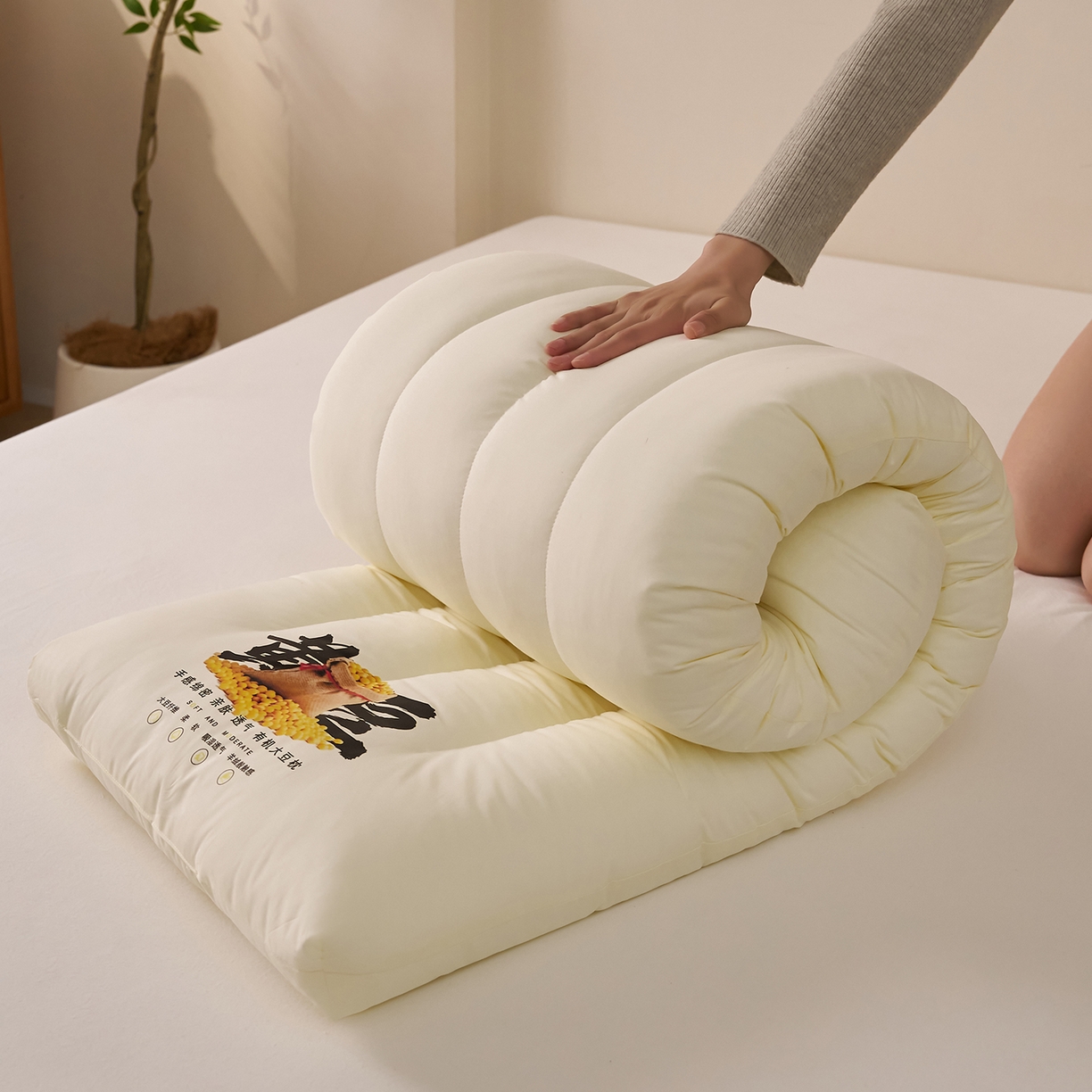 91家纺网 家纺一手货源 找家纺 乐可 2026新款大豆长枕黄豆双人枕枕头枕芯 黄豆双人长枕-1.5m