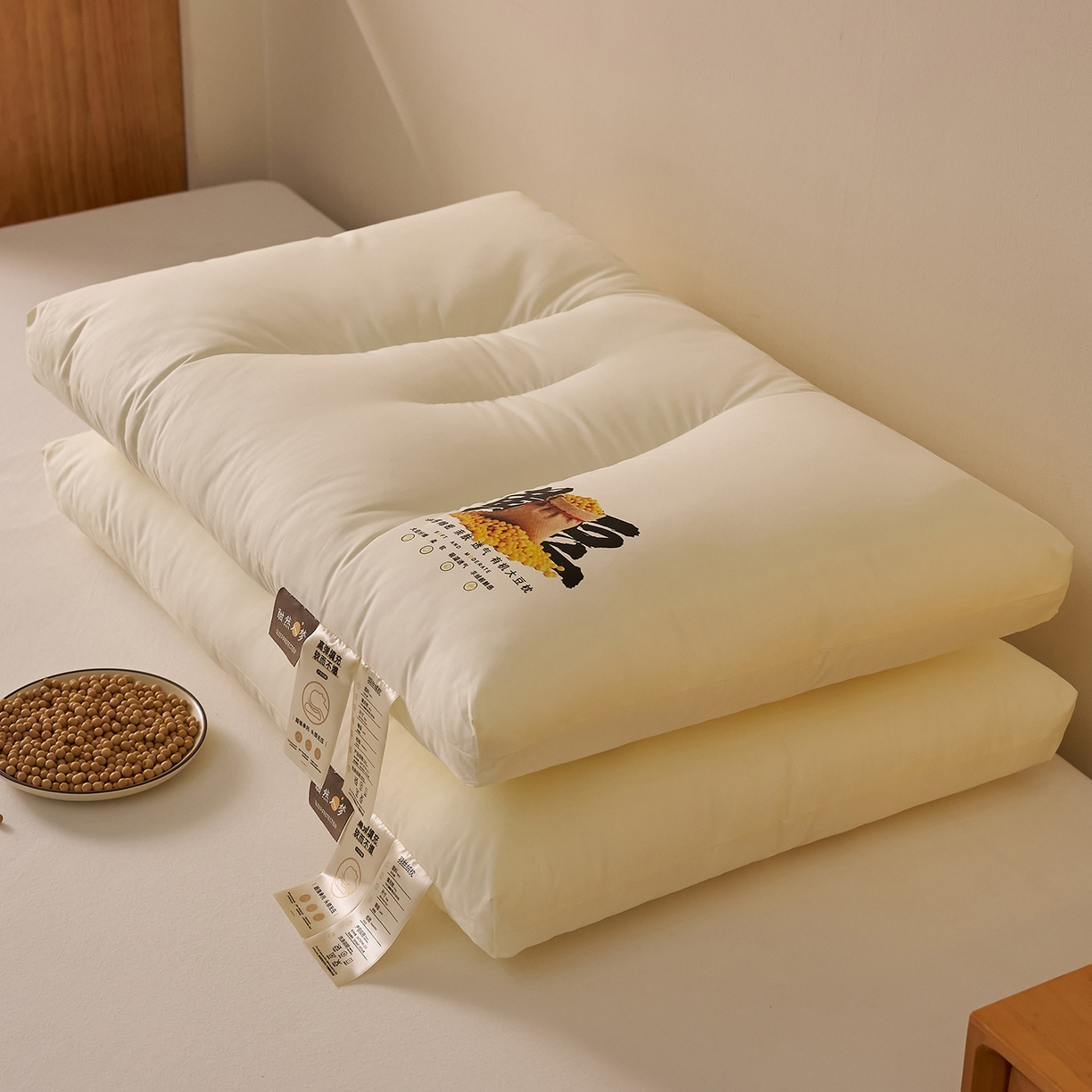 91家纺网 家纺一手货源 找家纺 乐可 2026新款A类全棉大豆枕酣然入梦黄豆枕枕头枕芯 酣然入梦黄豆枕-低