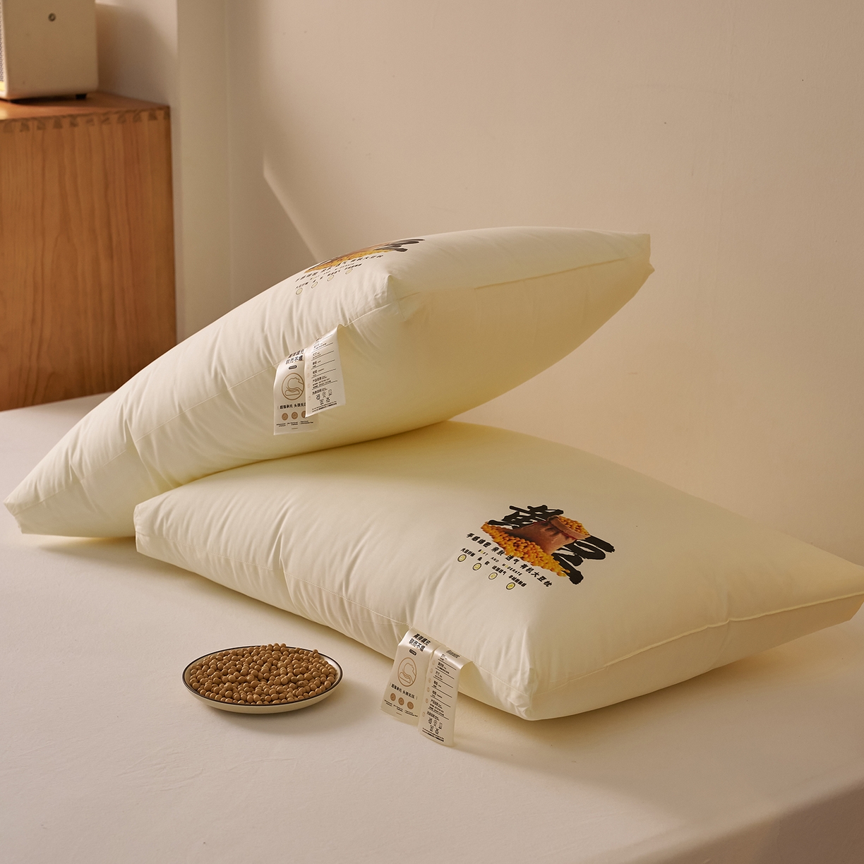 91家纺网 家纺一手货源 找家纺 乐可 2026新款A类全棉大豆枕酣然入梦黄豆枕枕头枕芯 酣然入梦黄豆枕-高