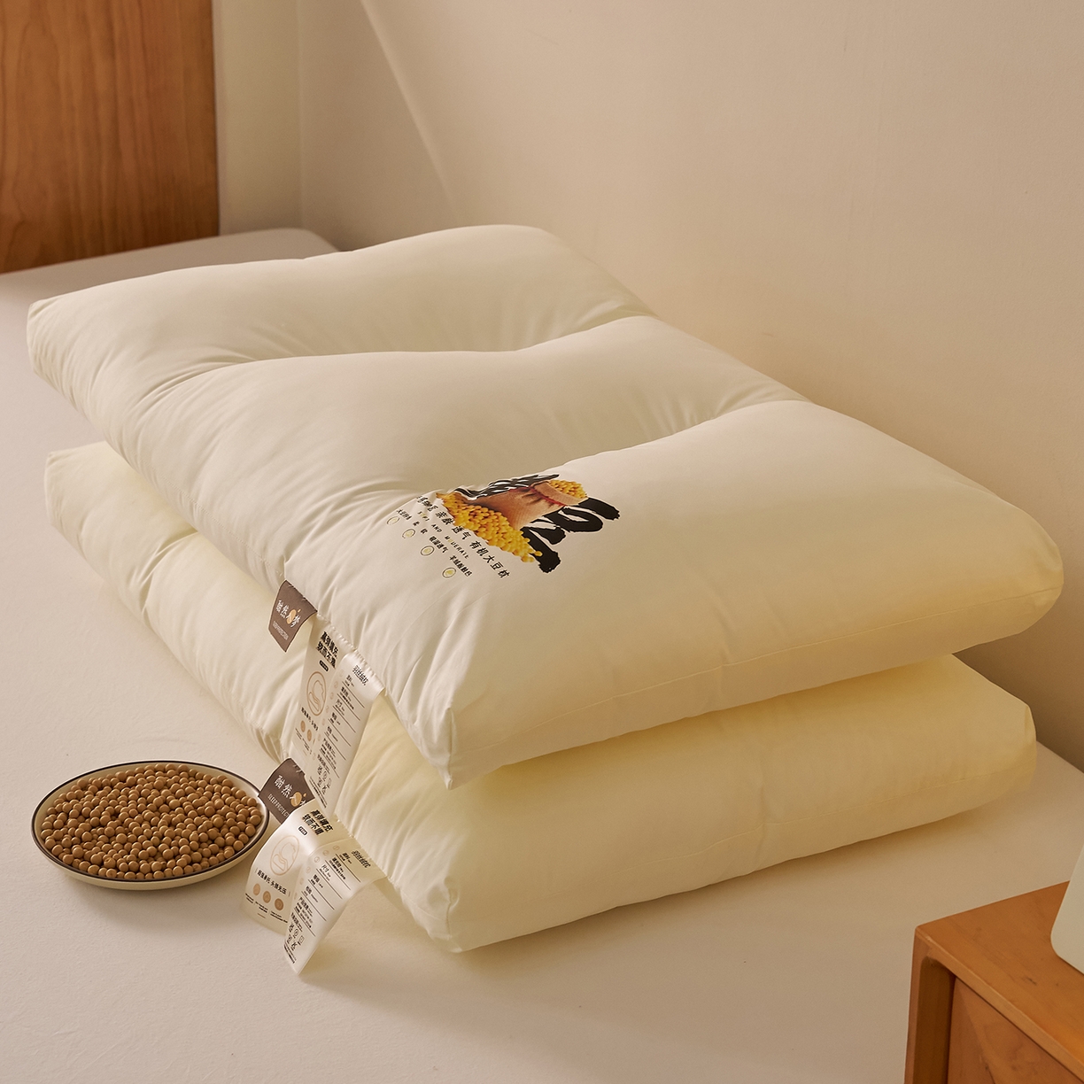 91家纺网 家纺一手货源 找家纺 乐可 2026新款A类全棉大豆枕酣然入梦黄豆枕枕头枕芯 酣然入梦黄豆枕-中